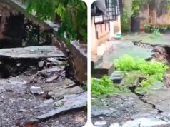 पुणे: कोरेगाव पार्कमधील पॉप्युलर हाइट्सचे रहिवासी मदतीची मागणी करत आहेत, जोरदार पावसामुळे मोठा खड्डा निर्माण झाला.