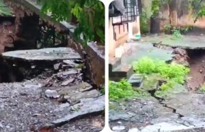 पुणे: कोरेगाव पार्कमधील पॉप्युलर हाइट्सचे रहिवासी मदतीची मागणी करत आहेत, जोरदार पावसामुळे मोठा खड्डा निर्माण झाला.