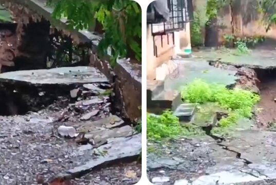 पुणे: कोरेगाव पार्कमधील पॉप्युलर हाइट्सचे रहिवासी मदतीची मागणी करत आहेत, जोरदार पावसामुळे मोठा खड्डा निर्माण झाला.