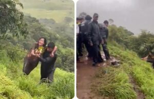 पुण्यातील महिला सेल्फी घेताना साताऱ्याच्या घाटात १०० फूट खोल दरीत पडली, सुखरूप बचाव
