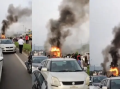 पुणे-बंगळूर महामार्गावर भीषण अपघात: दुचाकी आणि एस.टी. बसला आग, दुचाकीस्वाराचा होरपळून मृत्यू.