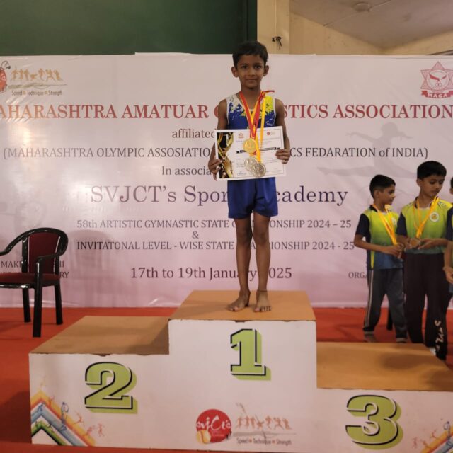 चिपळूण येथे झालेल्या राज्यस्तरीय जिम्नॅस्टिक स्पर्धेत उत्कर्ष निखिल जाधव यांची चमकदार कामगिरी – लेव्हल 4 मध्ये 4 पदकांची कमाई!