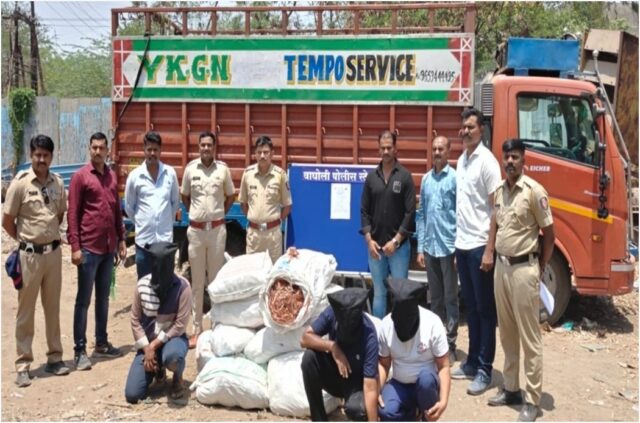 तांब्याच्या तारांची मोठी चोरी उघडकीस, वाघोली पोलिसांचे कारनामे; २४ लाखांचा मुद्देमाल हस्तगत, मुंबईतील तीन सराईत चोर जेरबंद